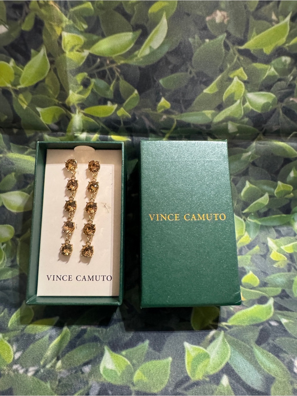 Vince Camuto Gold Crystal Linear Drop Earrings